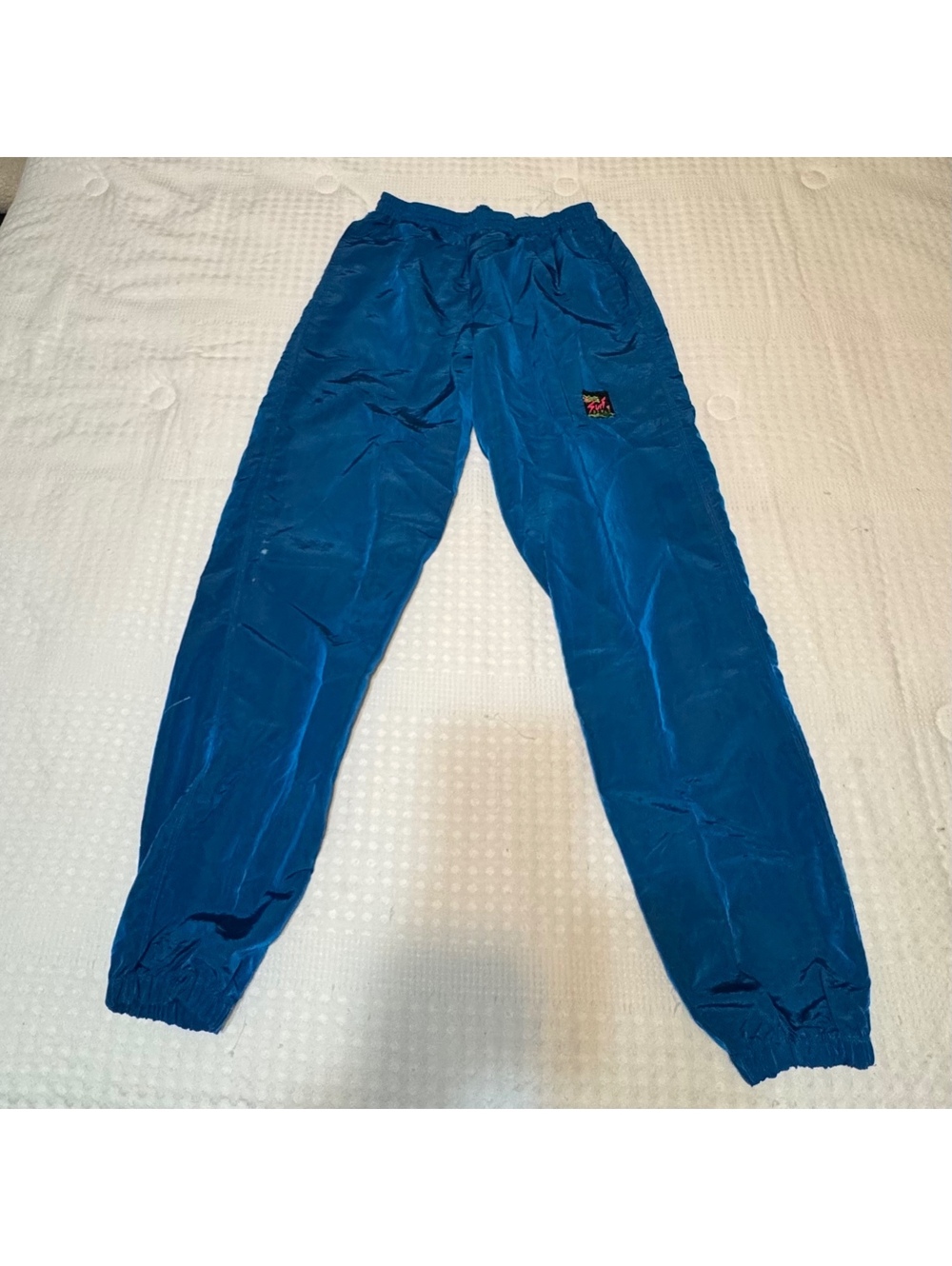 Vintage 90s Surf Style Windbreaker Pants Men’s M Blue Nylon Joggers Made USA